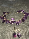 Amethyst and sterling bracelet and ear rings