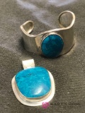 2- Sterling Bracelet & Pendant Turquoise