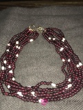 Natural Garnet & Pearl necklace