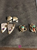3- pairs Designer Custom 1980 pearls/Amethyst earrings