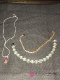 3- bracelets sterling Quartz bracelet-CZ bracelet-pink Cz necklace