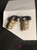 Sterling & Cultured Pearls earrings c.1940