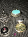 4- Sterling pendants w/ Stones