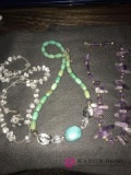 3- necklaces Quartz-turquoise-amethyst