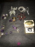 7- pieces vintage costume Jewelry pins/necklaces/ring/earrings