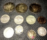 Old silver Coims 1946 Liberty half dollar- silver Dimes- Buffalo nickels- Indian head penny-
