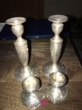 2- sets of Sterling candle holders weigh/ reinforced