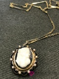 Victorian Mourning Cameo mounting on cameo is 14 kt only