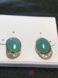 14kt Jade and Diamonds ear rings