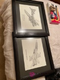 Pair of signed airplane pictures