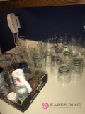 Lot of stem glasses and beer glasses