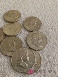 14 Silver Franklin half dollars