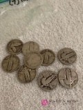Nine silver quarters