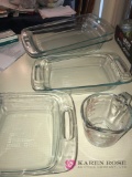 4- Pyrex baking dishes and measuring cup