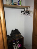 Closet with shoes and rack- cleaning supplies and