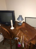 Dell monitor/shelf/lamp/candle/ Desk and Chair