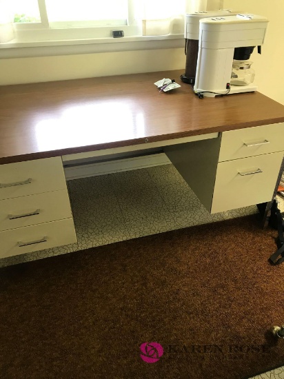 Metal office desk with office chair
