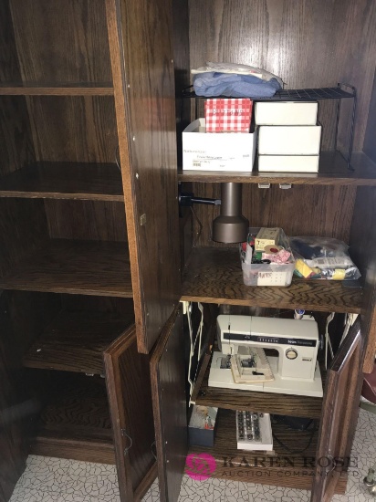 Wooden sewing machine station with Sears sewing machine