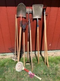 Shovels, rakes, hoe,