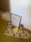 Flower framed picture table runner and other household decorations