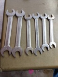 5 snap-on blue point wrenches and 1 herbrand wrench