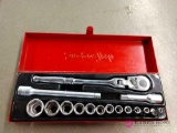 Snap-on 1/4-in drive socket set with ratchet