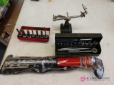 S&K 1/4 inch sockets,Mac sockets, Craftsman ratchet screwdriver,and jeweler's vise