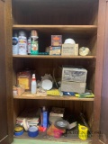 Contents of cabinet in garage spray paint shop vac filter and miscellaneous