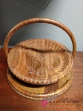 14-in wood crafted collapsible wood basket