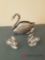 Vintage Cut Glass and Silver Swans