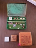 Carved Box, Tape Measure and Pins
