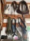 Pictures, horse items, collars, US army shovel,