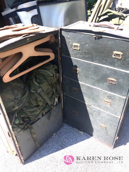Steamship trunk with Vietnam military clothes
