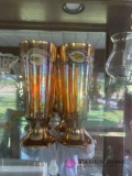 Lot of Glassware,oil lamp,amber glass,salt and peppers misc