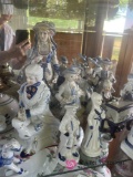 over 20 pcs. Blue and white ceramic figurines