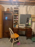 Vintage desk gun cabinet and contents