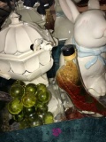 Serving soup bowl-glass grapes/bunny cookie jar