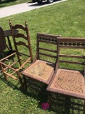 Assorted wooden chairs/ crates/table