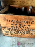 Vintage advertisement crate with glass bottles