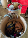 Barrel of Mitts ,bats, balls