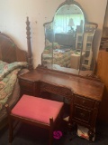 Vintage vanity with stool and contacts