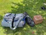 Miscellaneous lot including CPR Mat, chair, and picnic basket. Garage location
