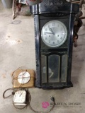 Three vintage clocks. Barn location