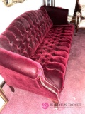Victorian style burgundy velvet sofa