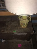 Old wooden chest contents jacks/lamp