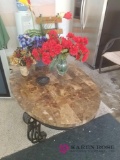 G - Coffee Table, Silk Flowers and Vase, Ashtray