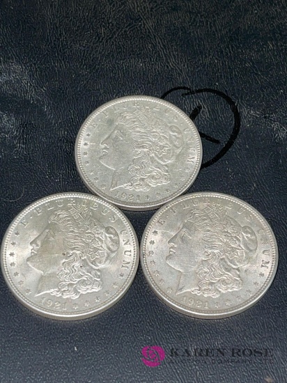 Lot of three 1921 Barbara head dollars