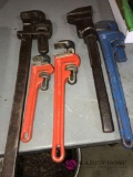 5- assorted pipe wrenches ridgid/craftsman