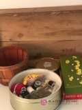 Old tin/ crate/ sewing basket