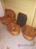 B- wicker baskets and baby carriage